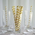 thumbnail image 2 of BalsaCircle 25 Pieces 8" Gold White Striped Paper Straws Disposable Party Event Picnic, 2 of 6