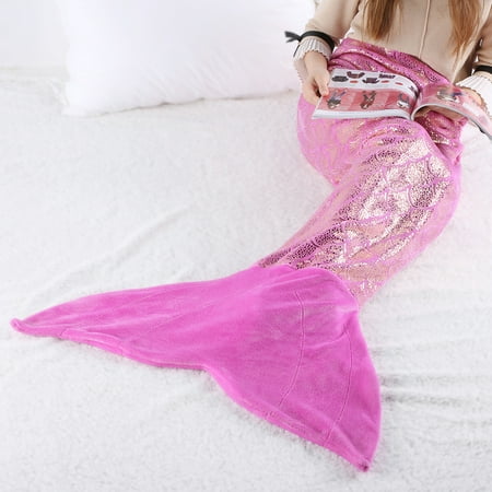LANGRIA Glittering Flannel Mermaid Tail Blanket and ...