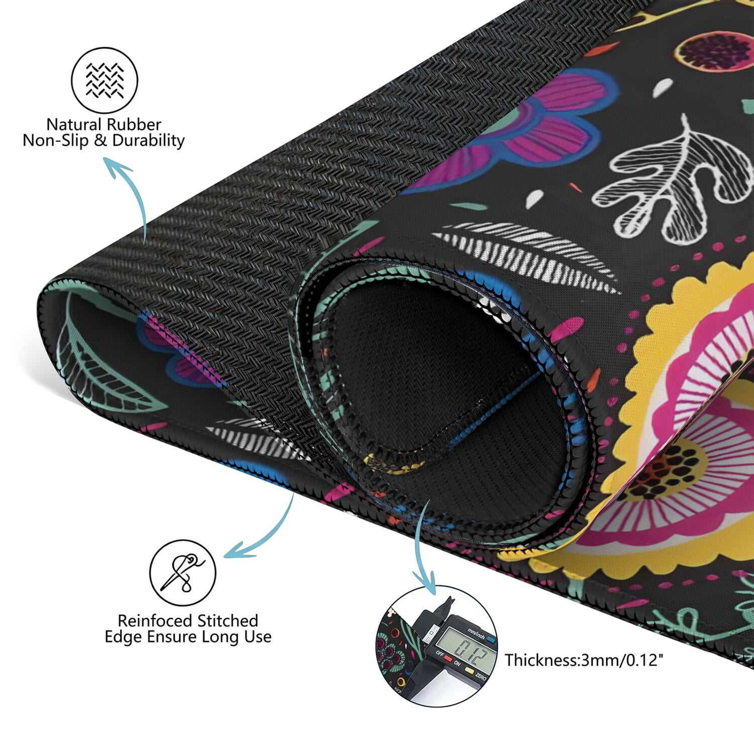 Boho Mahjong Mat for Table, 31.5*31.5in Anti Slip American Mahjong Table Cloth, Noise Reduction, Neoprene Mah jongg Mat with Carrying Bag & 3 Dices, Mahjong Accessories Gift for Board Tile Games Mats