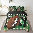 thumbnail image 2 of Erosebridal Brown Rugby Bedding Sets Twin Size, Soccer Football Comforter Sets with Sheets, Green Plaid Decor, Reversible 7-Piece, 2 of 6