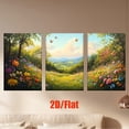 thumbnail image 3 of Set of Three Pieces, Flat Frameless Canvas Artwork Featuring Flowers And Butterflies in a Forest Setting. This Mixed Media Painting Is Ideal for Decorating Living Rooms, Offices, Bedrooms, Schools, 3 of 4