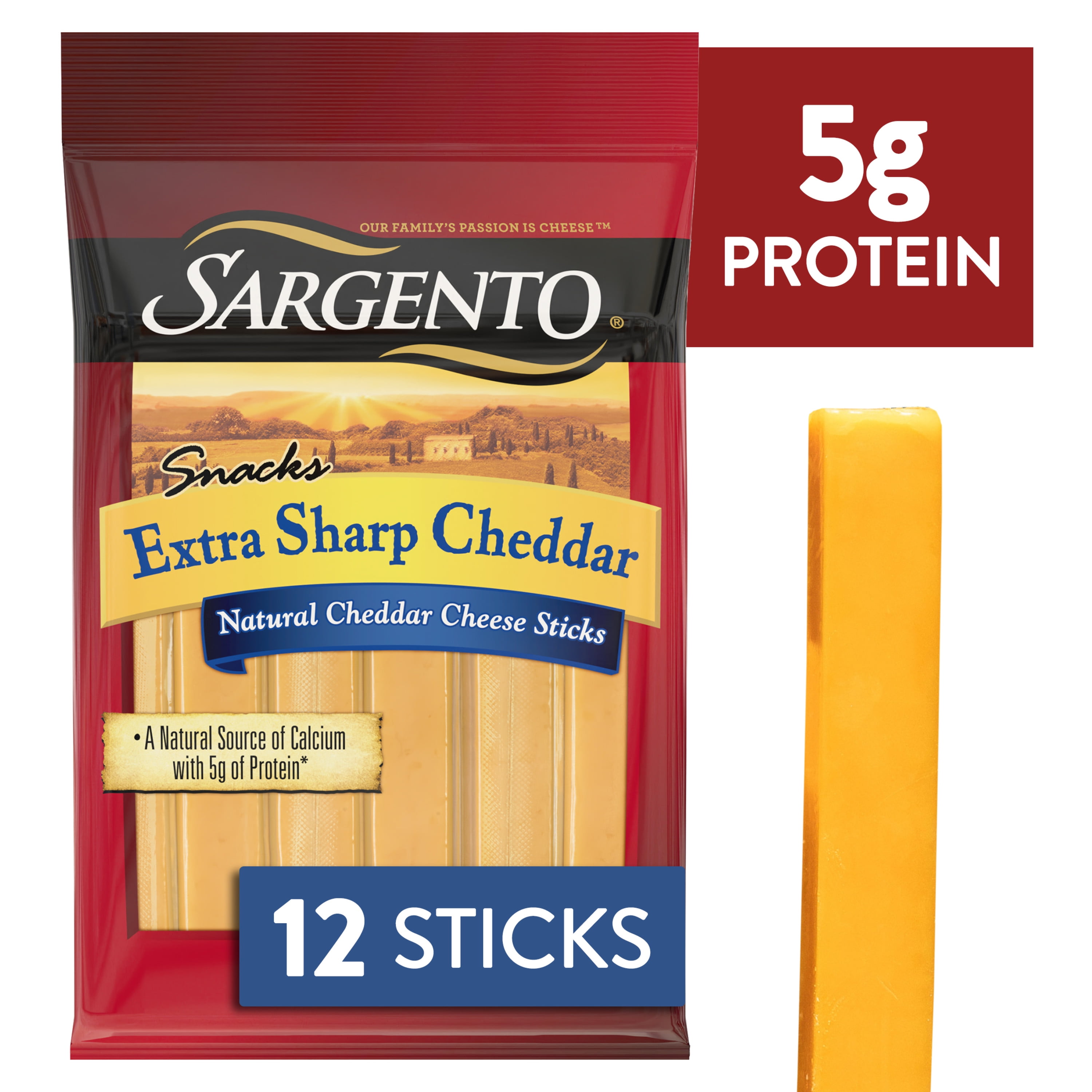 Sargento® Extra Sharp Natural Cheddar Cheese Snack Sticks, 12Count