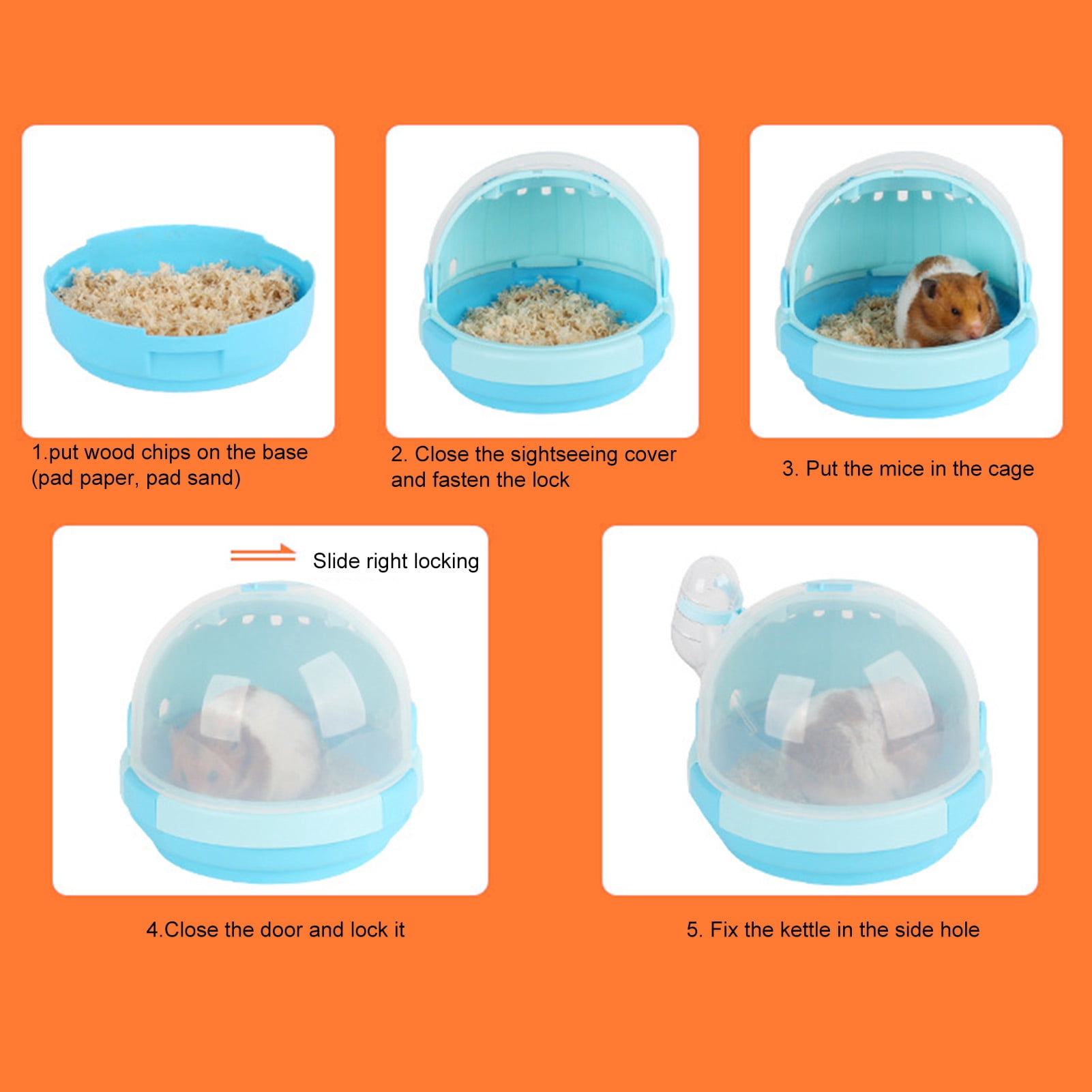 Happy Date Portable Hamster Cage Dwarf Hamster Carry Travel Cage Pet Outgoing Cage for Gerbil Hedgehog Mice Squirrel