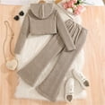 thumbnail image 4 of XEGLSBU Toddler Thanksgiving Outfit Girl 2T Girls Ribbed Knit Hooded Zipper Top And Flare Pants Outfit Long Sleeve Tracksuit For Autumn Winter Casual 2pcs Loungewear Comfy Outfits Grey Size 7-8 Years, 4 of 9
