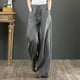thumbnail image 5 of Pantalones de mujer de algodón y lino artísticos de primavera y verano Pantalones holgados de pierna ancha de talla grande Pantalones de cintura alta Pantalones rectos Pantalones de lino, 5 of 6