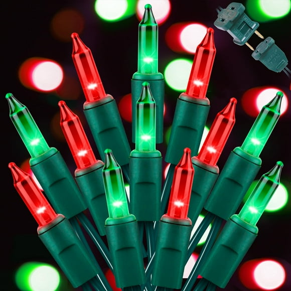 Luces navideñas LAMPHOME 100 rojas y verdes, 20 m, incandescentes