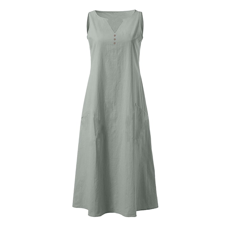 Xdegoge Linen Dress for Women Summer Maxi 2025 Casual Sleeveless V Neck Long Dress Boho Solid Color Button Down Sundress Flowy Beach Vacation Ladies Dress Dressy Wedding Guest Dresses with Pockets - Xdegoge Linen Dress for Women Summer Maxi 2025 Casual Sleeveless V Neck Long Dress Boho Solid Color Button Down Sundress Flowy Beach Vacation Ladies Dress Dressy Wedding Guest Dresses with Pockets -