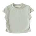 thumbnail image 5 of Karoyedx T Shirts for Little Girls Kids Girls T Shirts Casual Short Sleeve Tee Tops Crewneck Color Block Cute Clothes Light Green Size,11-12 Years, 5 of 5