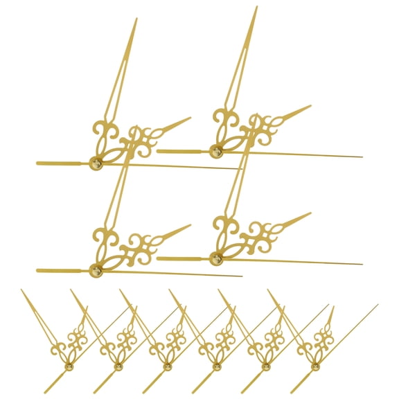 QIFULL 10Sets Professional Golden Metal Clock Hands Easy Install Clock Accessory Kit