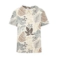 thumbnail image 4 of Blusas de Manga Corta para las Mujeres Cuello de Muñeca Lindo Lino Algodón, Impreso Suelto Camiseta para el Uso Casual, Diario Y de Verano, 4 of 8