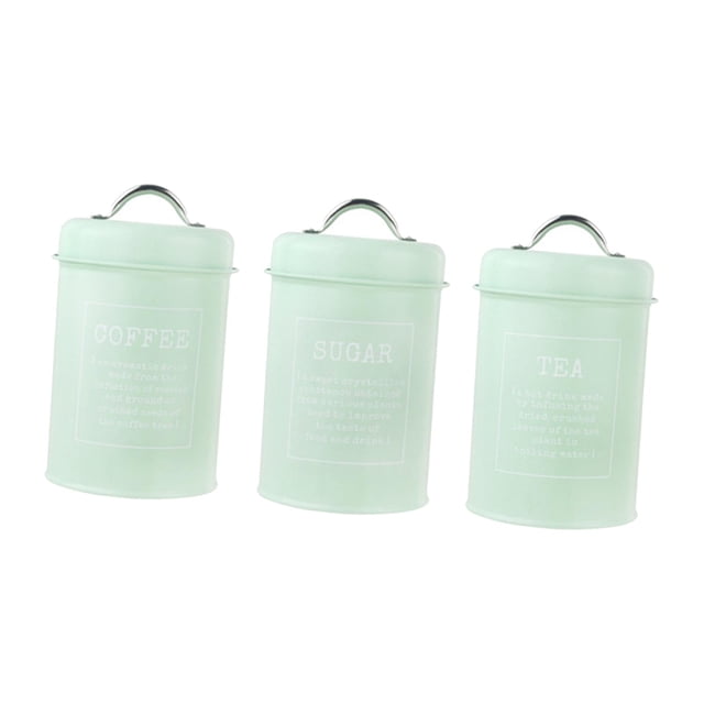 Bote de cocina de 3 uds con tapas herméticas, botes de azúcar de té de café de metal duradero, frascos, contenedores de botellas para la decoración de Verde claro Baoblaze Botes de cocina