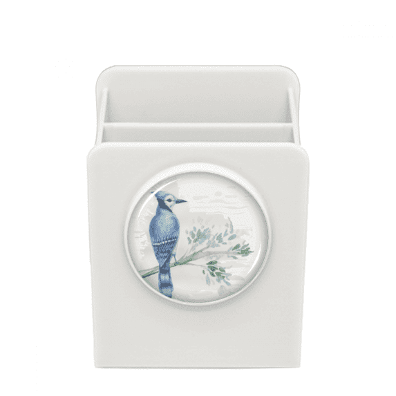 Branch Blue Parrot Art Deco Fashion Desk Pencil Holder Cup Pen Organizer