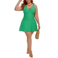 thumbnail image 6 of Agnes Orinda Women's Plus Size Swimdress Push Up Shirring Tummy Control Swimsuit Summer Beach Vacation Bathing Suit Built in Shorts 4X Green, 6 of 9