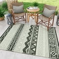 thumbnail image 3 of Wonnitar 4x6 Waterproof Outdoor Rugs, Plastic Straw Portable Rug for Outside, Reversible RV Outdoor Rugs for Camping, Boho Black Grey Carpet for Patio Garden, 3 of 11