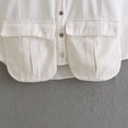 thumbnail image 3 of SWSMCLT Women's Crop Vest Dnim Shirt Soft Winter Sleeveless Top Tank Top Jean Vest Fall Button Cute Slimming Spring Loose Pocket White Large, 3 of 5