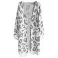 thumbnail image 5 of Women's Cardigans Open Front Knit Long Sleeve Leopard Print Sweater with Oversized Pocket Fall Winter Fashion Casual Comfy Crew Neck Women's Sweaters Grey S, 5 of 6