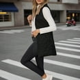thumbnail image 5 of CUZIBR Womens Winter Coats Quilted Padded Thick Warm Long Vest Stand Collar Zipper Sleeveless Jacket With Pockets Loose Fit Outerwear Casual Sweater Clothes Trendy Outfits,Black,S, 5 of 7