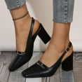 thumbnail image 2 of HAOTAGS Chunky Heel Sandals Women,Square Toe Chunky Casual Closed Toe Heels Black, 2 of 2