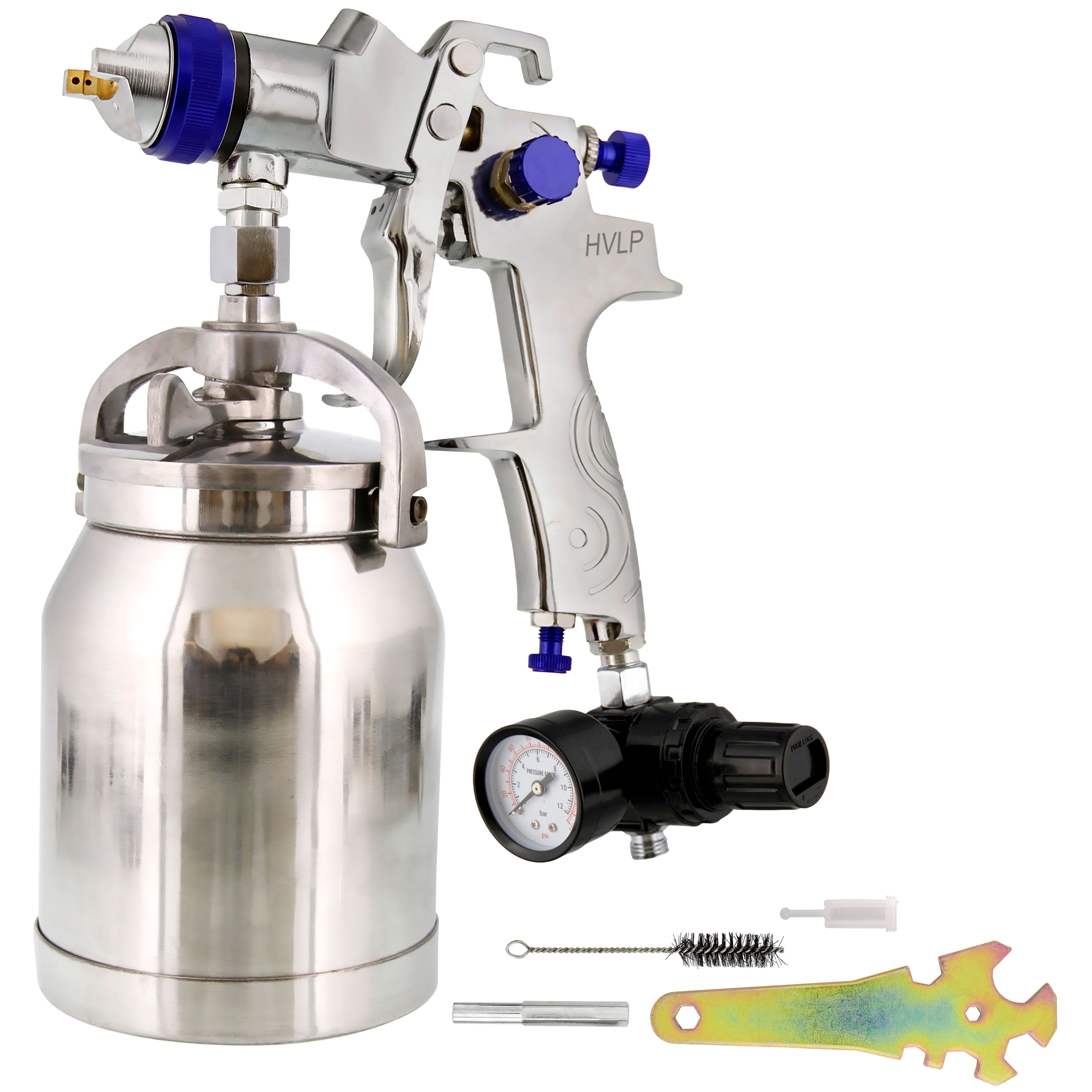 1.8mm HVLP Suction Feed SPRAY GUN w/ AIR REGULATOR Auto Paint Basecoat Clearcoat 
