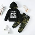 thumbnail image 3 of 3T Toddler Baby Boys Clothes Baby Boys Outfits 3-4T Baby Boys Long Sleeve Letter Print Hooded Top Camouflage Pants 2PCS Set Black, 3 of 8