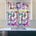 thumbnail image 3 of Kitchen Curtains 36 Inch Short - 3 Panel Set with Colorful Butterfly Floral Pattern, Rod Pocket Window Curtain, 100% Polyester for Butterfly Lovers, Farmhouse, Kitchen, Bedroom, Easy Wash, 3 of 6