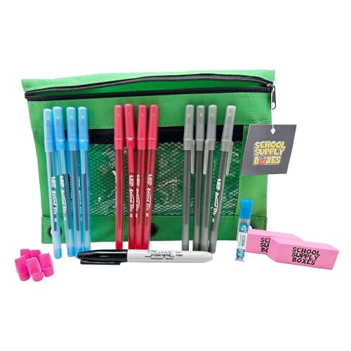 Ultimate High School & College Back to School Essentials Pencil Bag  22 Pieces  Complete School Supply Kit for Students
