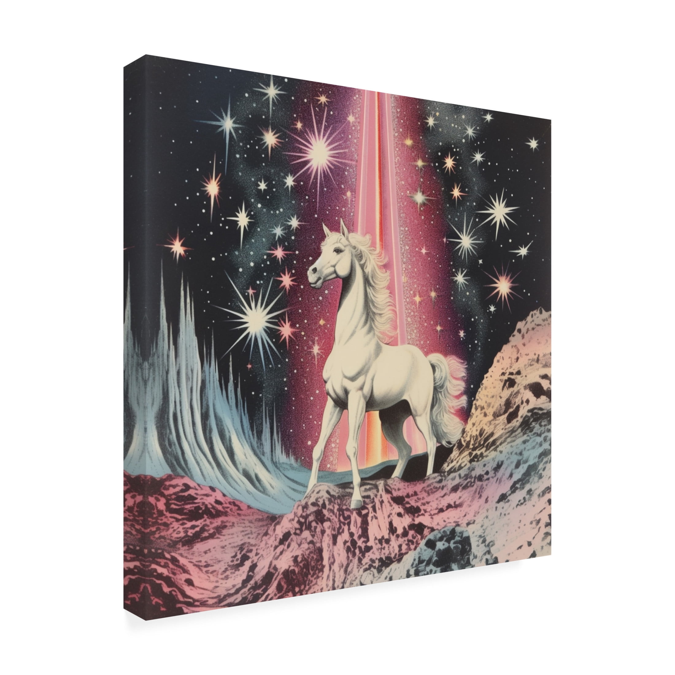 Canvas Wall Art - Samantha Hearn '1980S Magical Horse Collage Art' Wall Art for Living Room, Bedroom, or Office D?cor by Trademark Fine Art - 24 x 24 Inches