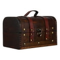 thumbnail image 1 of Cofre del tesoro vintage: pequeño rectángulo de madera antigua para guardar joyas, caja decorativa europea hecha a mano, contenedor de baratijas, recuerdo, marrón oscuro., 1 of 7