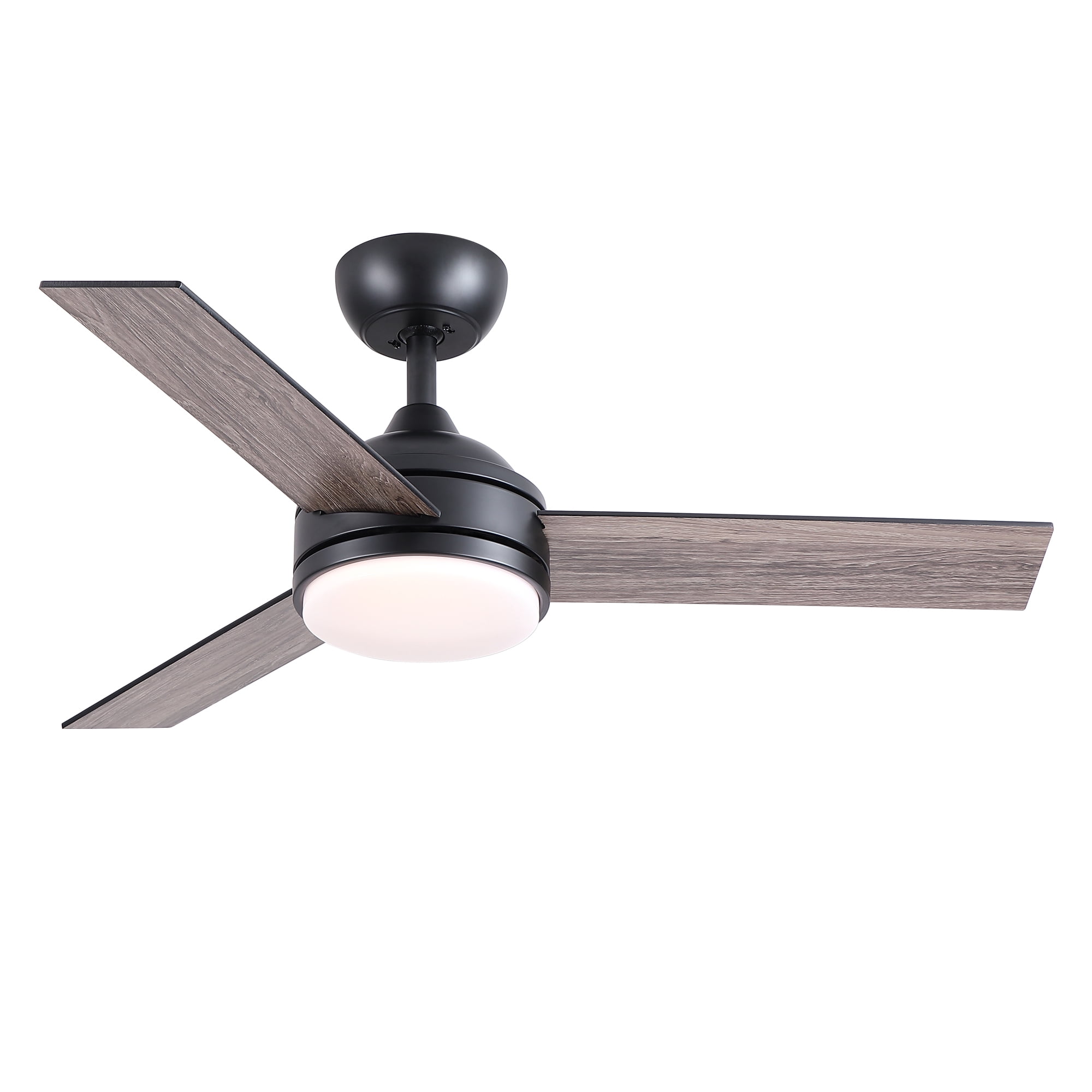 Leumius 52" Black Ceiling Fan with Intergrated LED Light Kit with Remote Control, 3 Plywood Blades and Work with Smart APP for Living Room Bedroom