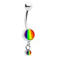 thumbnail image 1 of Pride Rainbow Belly Ring with Small Dangle, 1 of 1