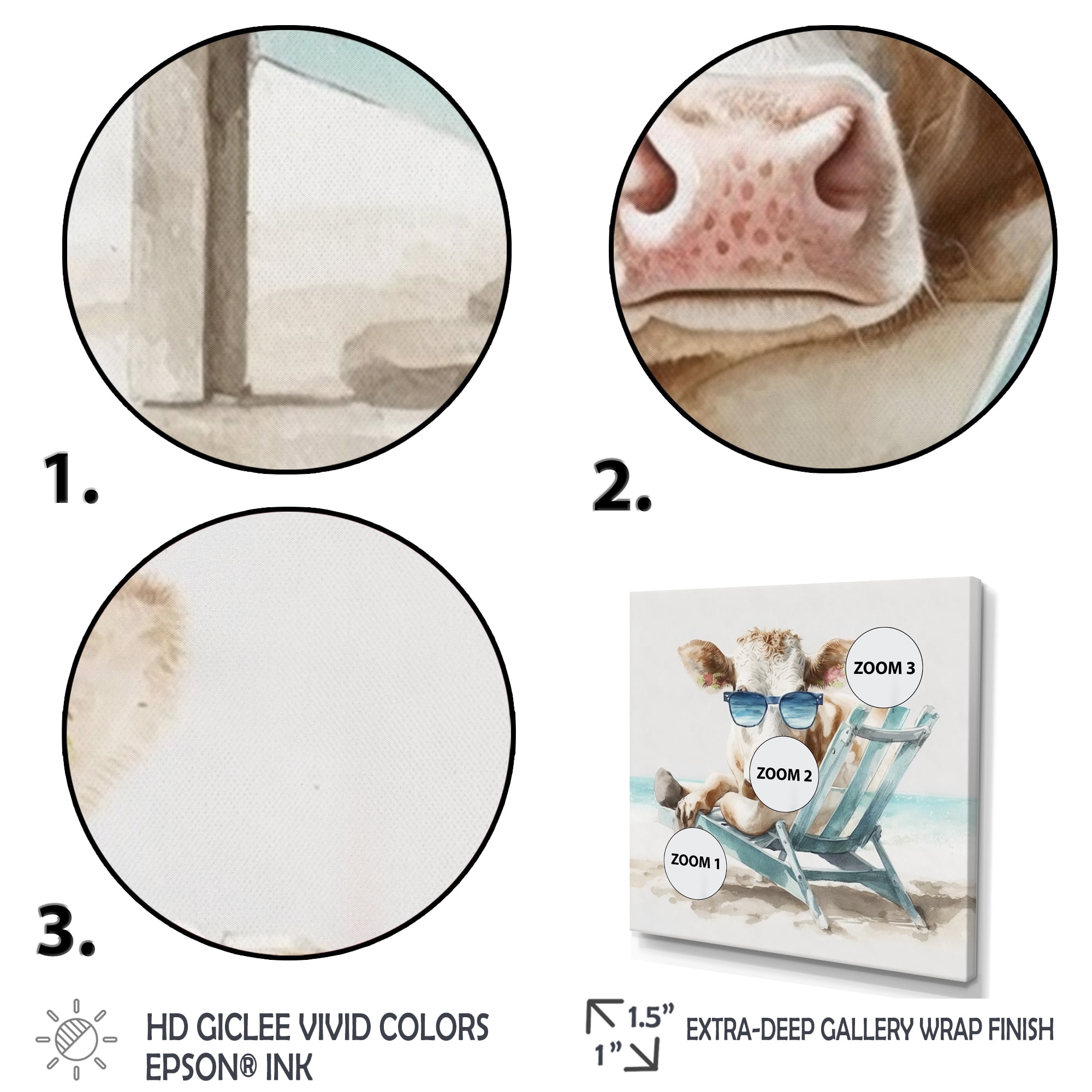 Designart Cow Lounging With Sunglasses II Canvas Wall Art