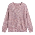 thumbnail image 2 of Karymi Plus Size Tops for Women, Crew Neck Long Sleeve Sweater, Multicolor Marled Heather Waffle Knit Loose Fit Pullover Top for Fall Winter, 2 of 5