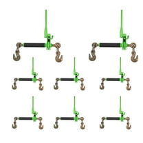 8 Pack 5/16" - 3/8" Hi-Viz Green Heavy Duty Folding Handle Ratchet Load Binder w/ Grab Hook 7,100 lbs WLL | Tie Down Hauling Chain Binders for Flatbed Truck Trailer