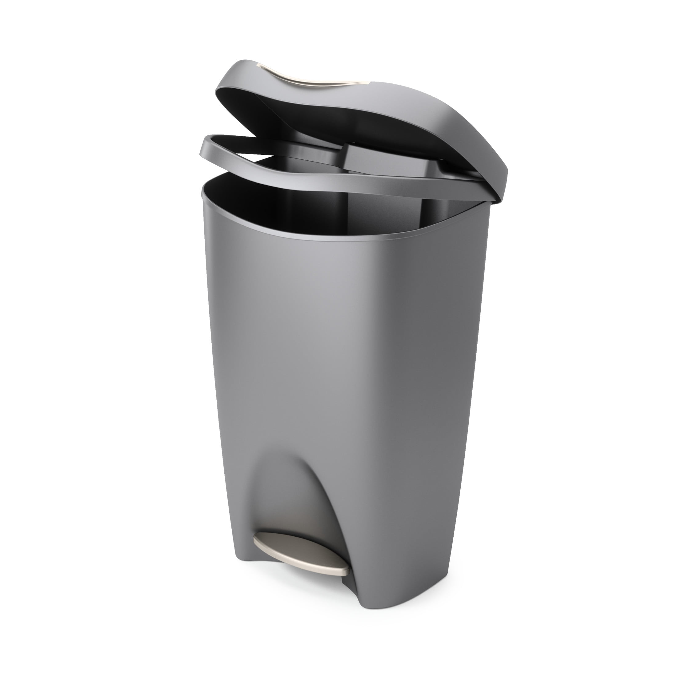 Umbra 13 gal Brim Plastic Step Soft Close Lid Kitchen Trash Can, Nickel