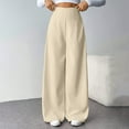 thumbnail image 4 of Comdrip Women's Pants Women's Loose Pleated Front Long Pants Wide Leg Trousers Solid Causal Dress Pants Women Beige L, 4 of 8