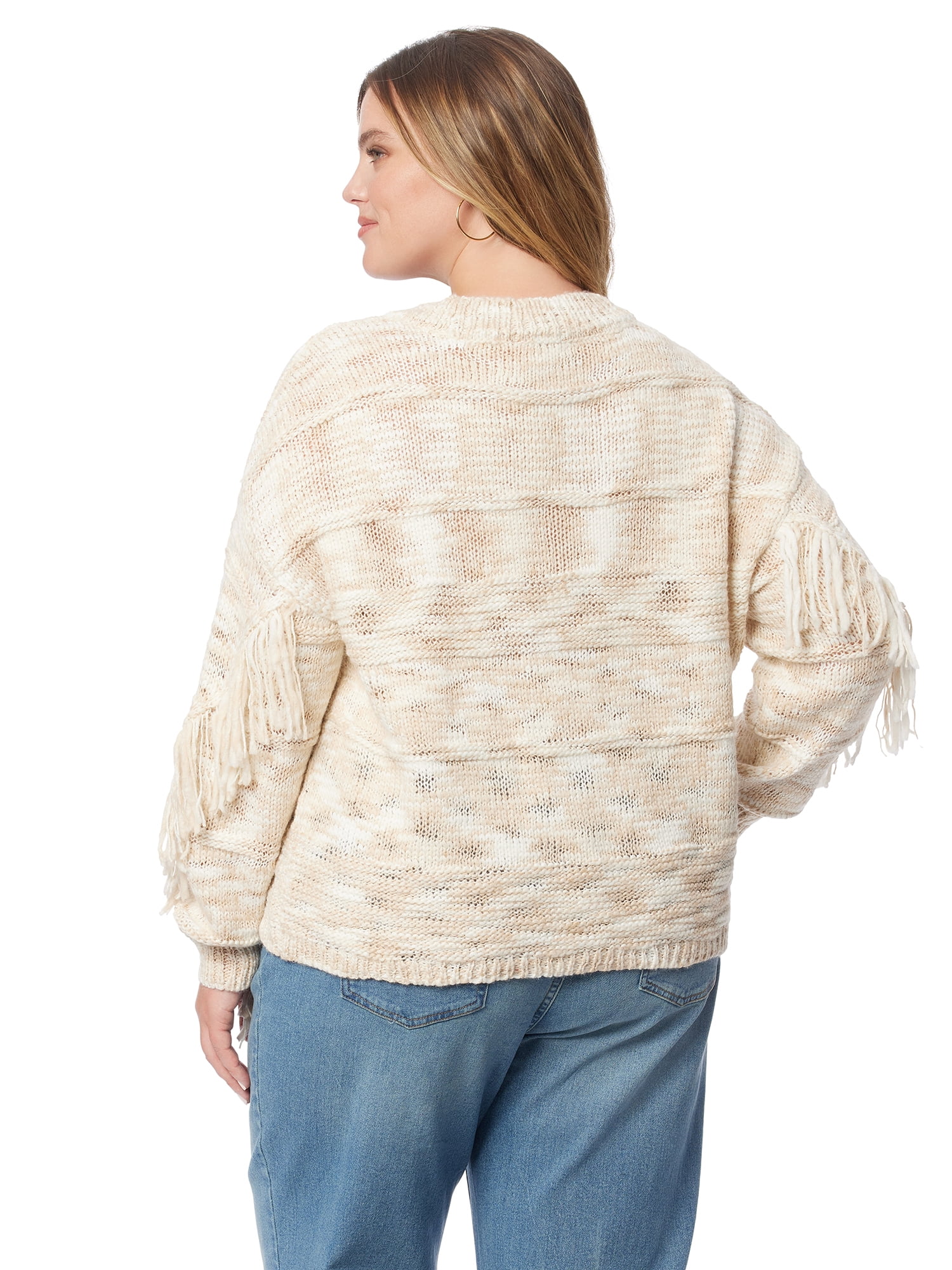 Jessica Simpson Women's and Women's Plus Aamina Fringe Cardigan Sweater, Sizes XS-4X