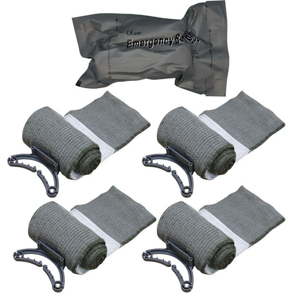 Endure Military First Aid Bandage, 5 Pack Israeli Style Battle Wound Dressing, First Aid Essential, Emergency Trauma Bandage 6 inch - Combat Military Style IFAK