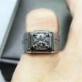 thumbnail image 3 of 2Ct Round Cut Simulated Diamond Mens Cluster Gift Engagement Wedding Ring 14K White Gold Plated 925 Silver, 3 of 5