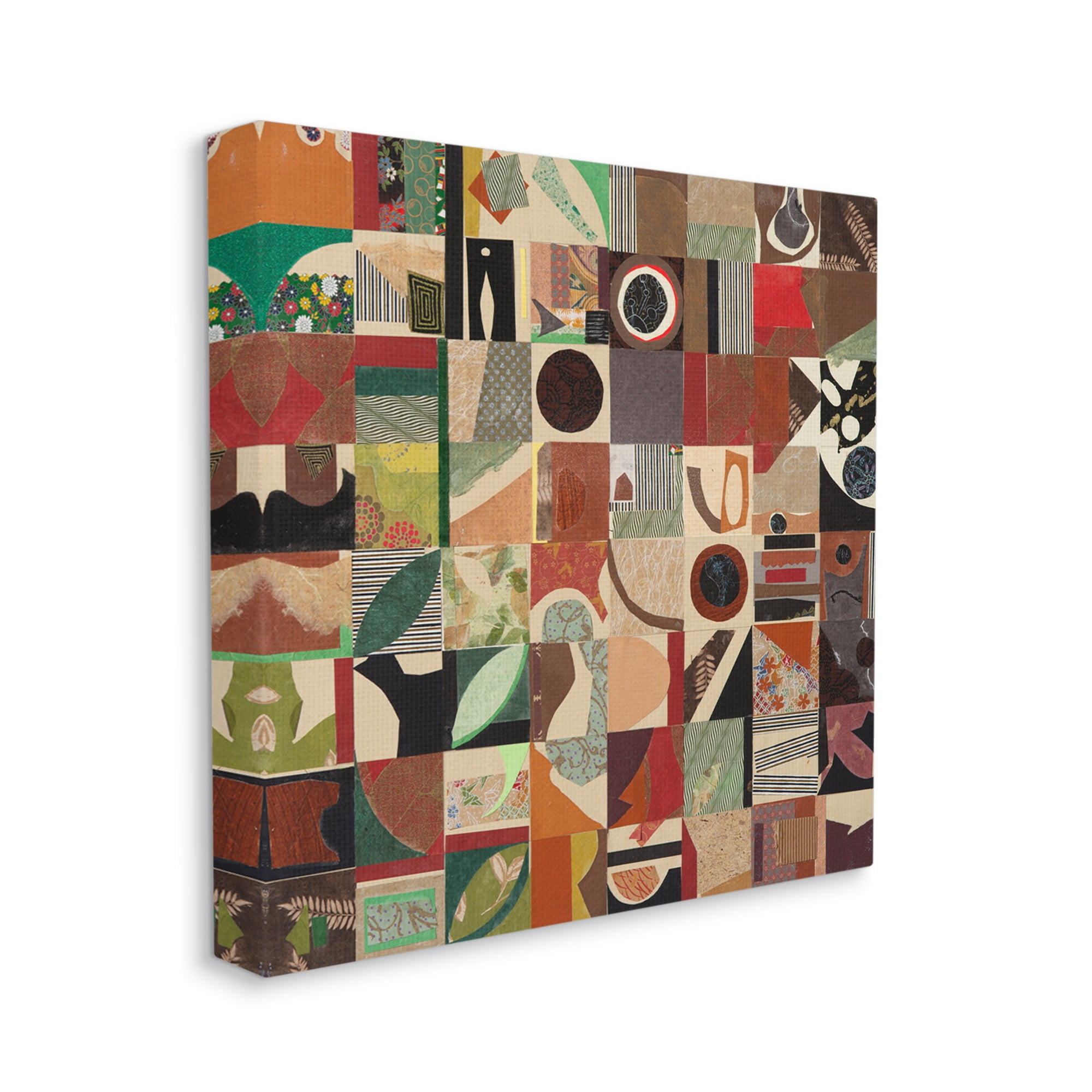 Stupell Industries Earthtones Geometric Collage Abstract Painting Gallery Wrapped Canvas Art Print Wall Art, 17 x 17