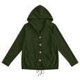 thumbnail image 5 of WIZUTIZ Women's Solid Color Corduroy Button Down Hoodie Drawstring Jacket Long Sleeve Loose Fit Casual Fall Winter Coat with Pockets, 5 of 9