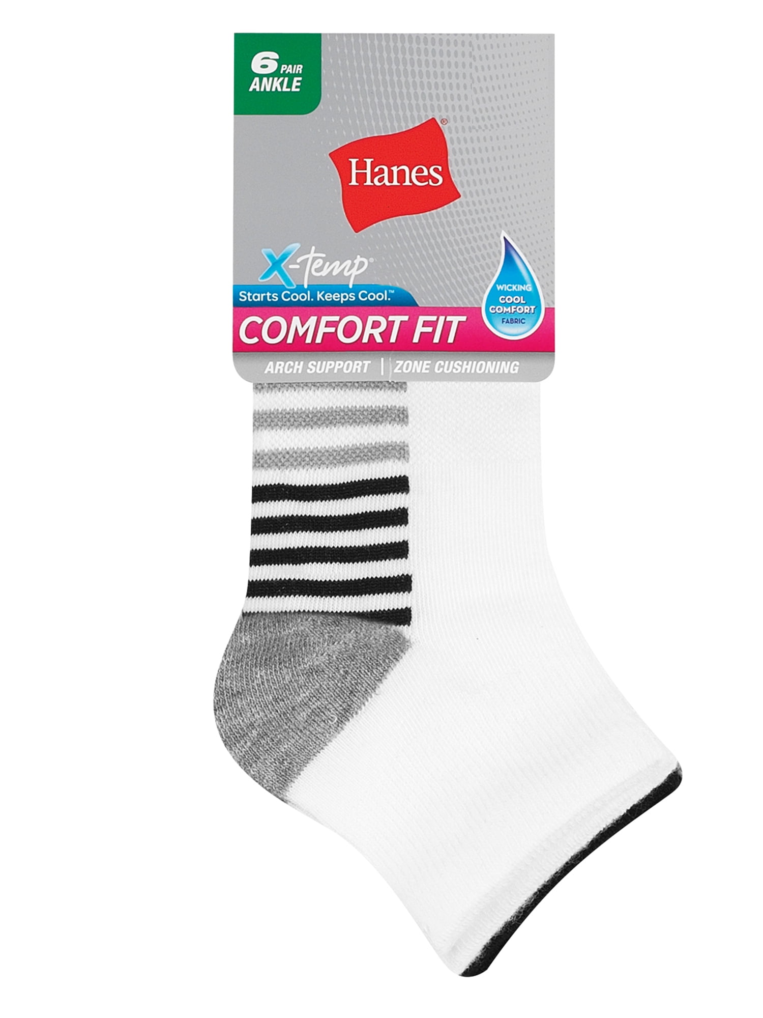 Hanes Women's Rugby Stripe Low Cut Socks 6 Pack 