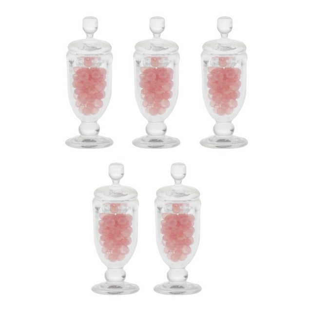 5 Unidades Mini Modelo de Dulces Frascos Coloridοs Adornos, Juguete de para Decoración Comedor, Cocina de Dollhouse 8 x 8 *21 mm rojo Yotijar Tarros de miniaturas de casa de muñecas