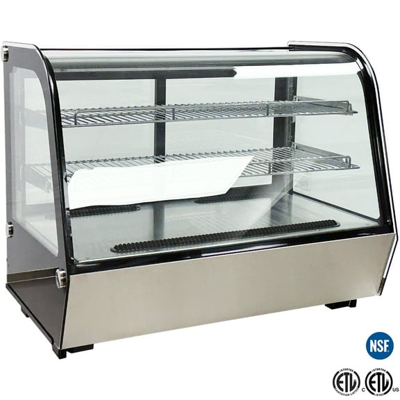 35.5" Curved Glass Bakery Display Refrigerator – Countertop NSF Pastry Cooler, NSF Rated