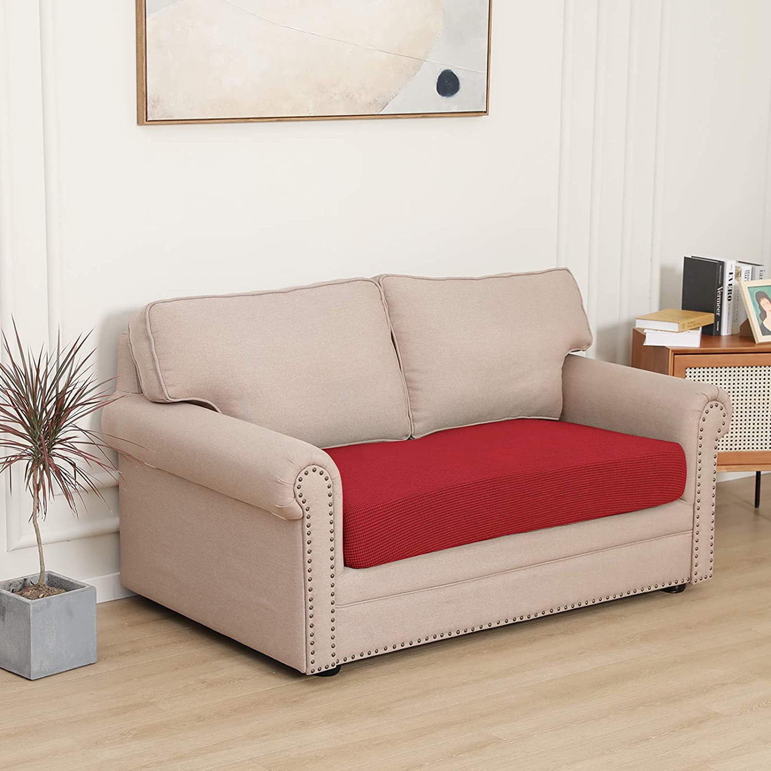 loveseat Cushion,Chocolate Easy-Going Stretch Cushion Cover Sofa Cushion Furniture Protector Sofa Seat Sofa slipcover Sofa Cover Soft Flexibility with Elastic Bottom