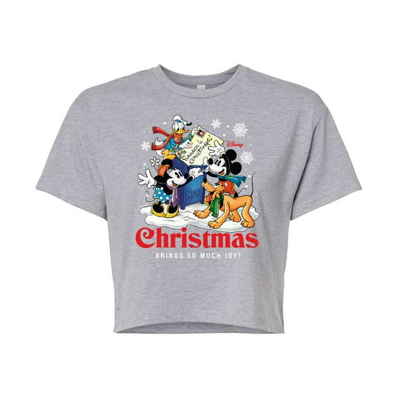 Disney - Christmas Brings So Much Joy - Juniors Cropped Cotton Blend T-Shirt