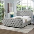 thumbnail image 2 of Geneva Curved Wing Upholstered Platform Bed Frame Queen Opal Grey Velvet, 2 of 6