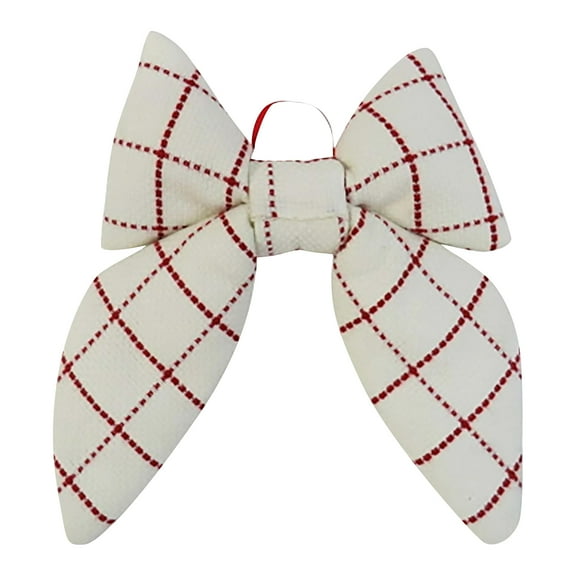 Olilia Red And White Plaid Christmas Bow, Hanging Wreath Bow, Fabric Decoration, Suitable for Christmas Tree, Wreath, Front Door, Party, Indoor And Outdoor Decoration.