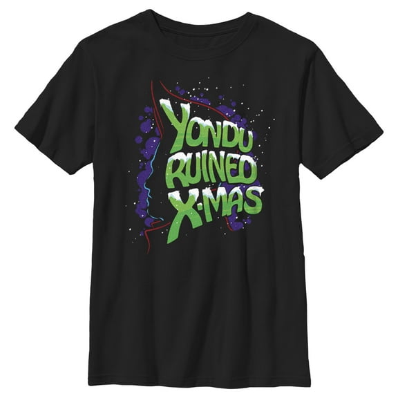 Boy's Guardians of the Galaxy Holiday Special Yondu Ruined X-Mas Graphic Tee Black X Large