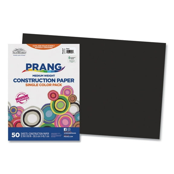 Pacon SunWorks Construction Paper, 12" x 18", Black