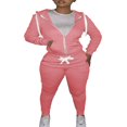 thumbnail image 1 of Women Hooded Tops Trousers Pocket Drawstring Elastic Waist Set, 1 of 7